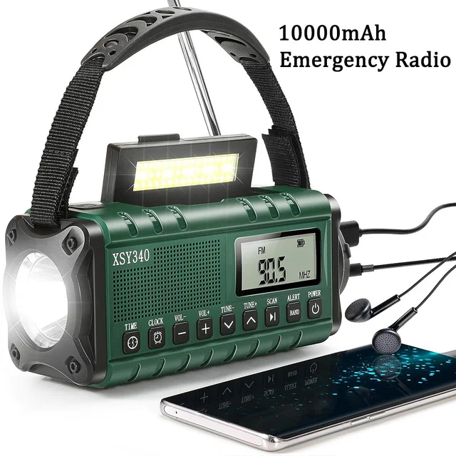 Hot 10000mAh Emergency Radio Portable Solar Hand Crank Radio AM/FM/NOAA LED Flashlight SOS Alarm Power Bank Droppshipping