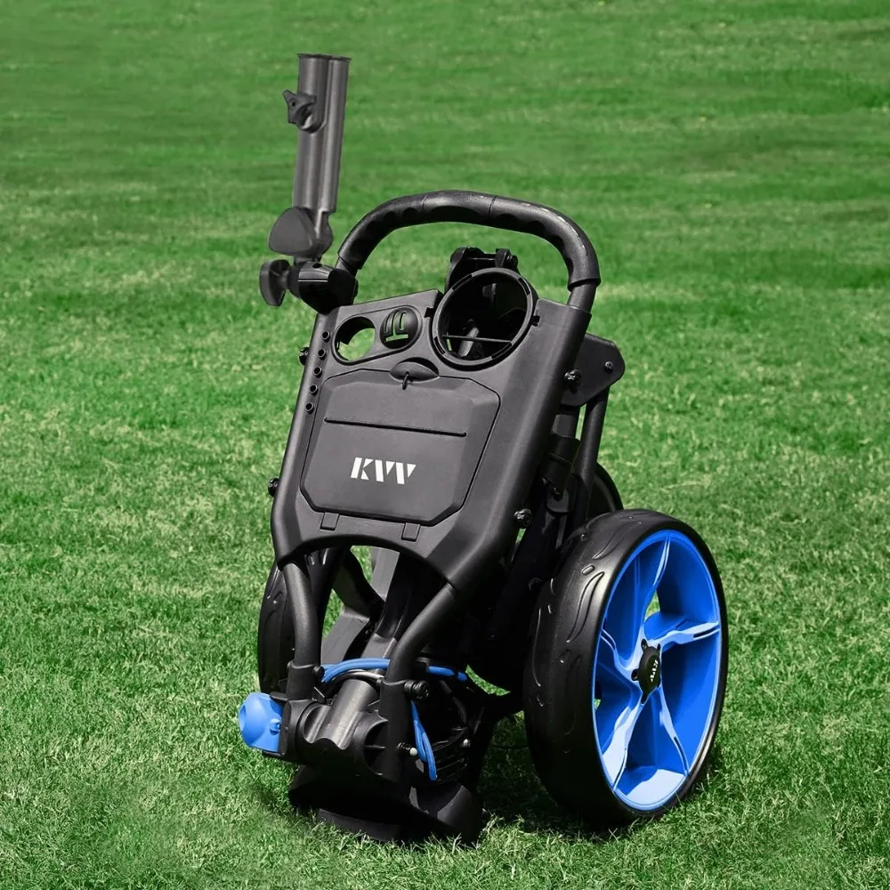 3 Wheel Golf Push Cart Ultra Lightweight Smallest Folding Size, New-Version Scorecard Holder