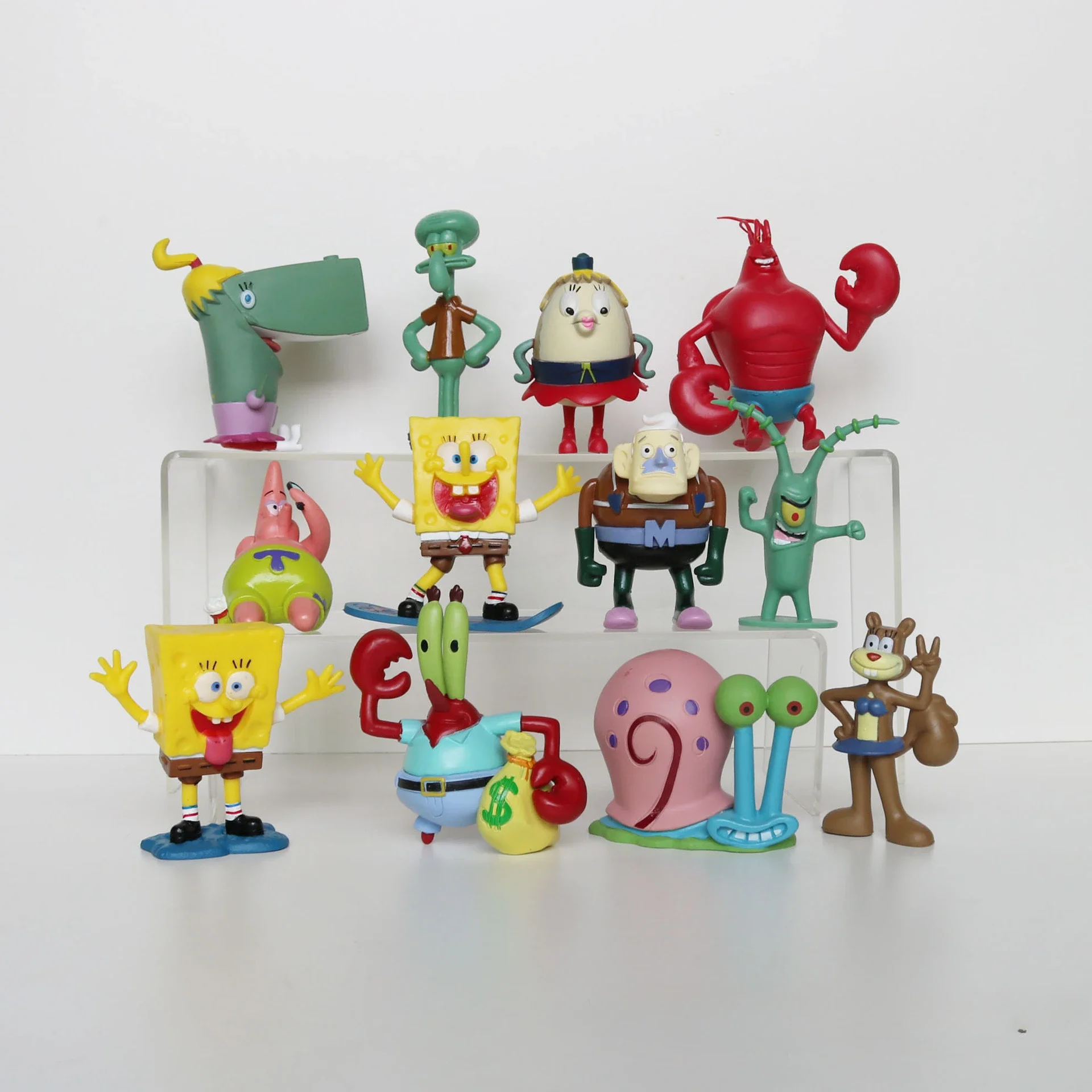 12ks spongebobs anime úkon figur kreslený mini panenek ryba komora dekorace terénní akvárium příslušenství narozeniny dar sada