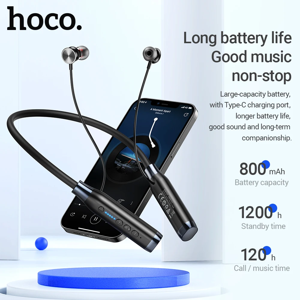HOCO Neck Band Bluetooth Magnetic Sports Runnung Earphones