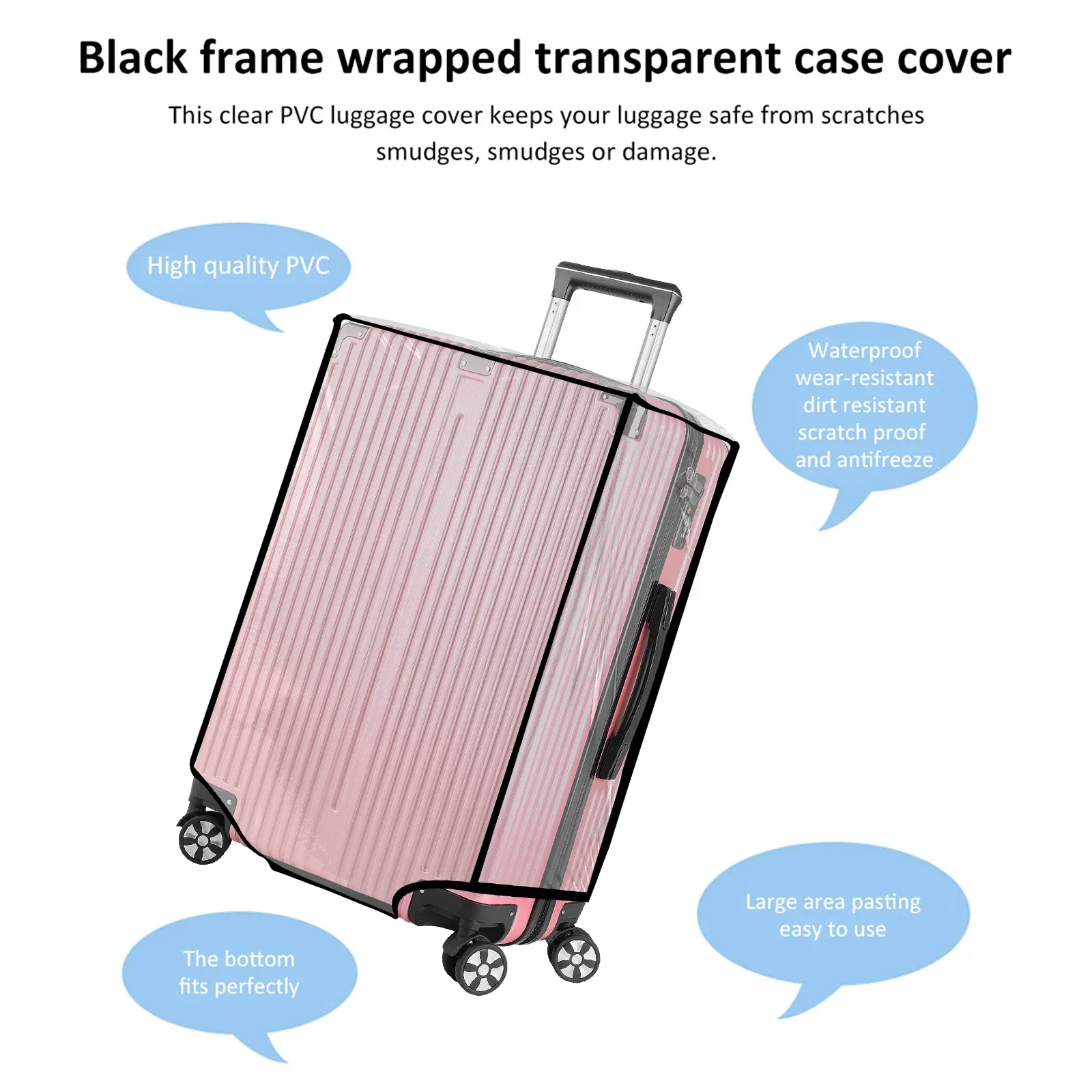 NEW PVC Luggage Cover Clear Suitcase Cover with Handle Opening 15.7&times;33.9 Inch Transparent Travel Luggage Protector