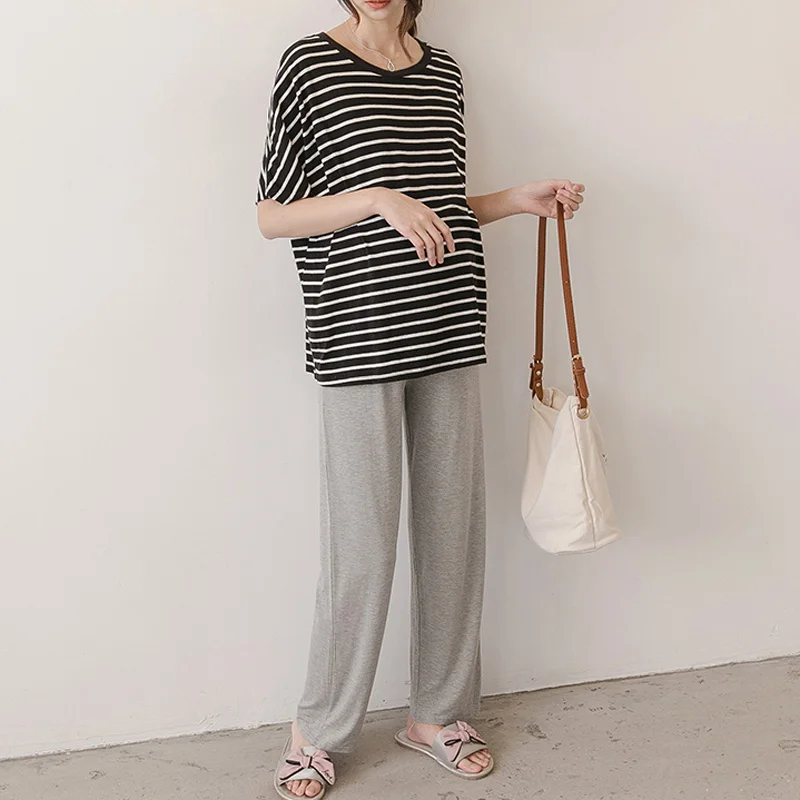 Pregnant Women's Pants Spring New Outwear Casual Pants Fashionable Solid Color High Waisted Trousers for Maternity Women 2