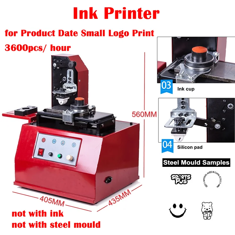 

Semi-Automatic Desktop Electric Pad Printer, Ink Printer for Product Date, Small Logo Print, Rubber Pad, LY-380, 220V, 100W