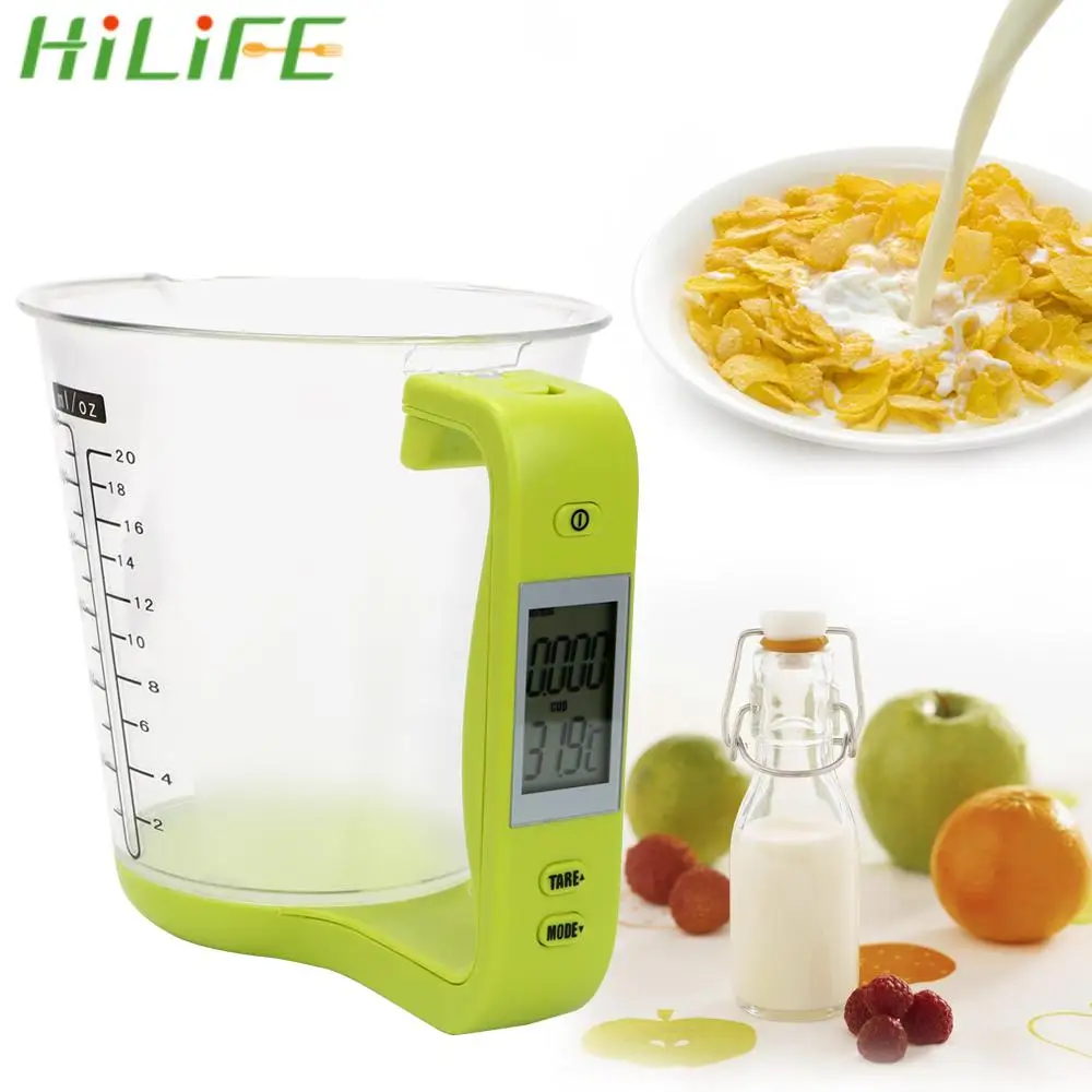 HILIFE Electronic Tool Hostweigh Measuring Cup with LCD Display Digital Beaker Temperature Measurement Cups Kitchen Scales