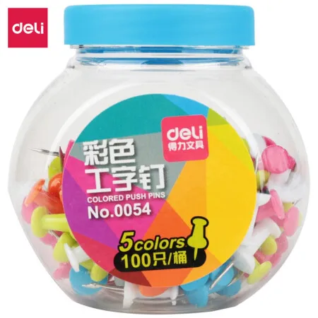 

Deli 0054 красочные металлические кнопочные булавки для изготовления кнопочных колышек, пробковые колышки для дома, офиса, встреч