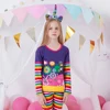 DXTON Kids Rainbow Striped Casual Tops and Tees Girls Floral Print Long Sleeve Autumn Spring T Shirt Kids 100% Cotton Tees 3