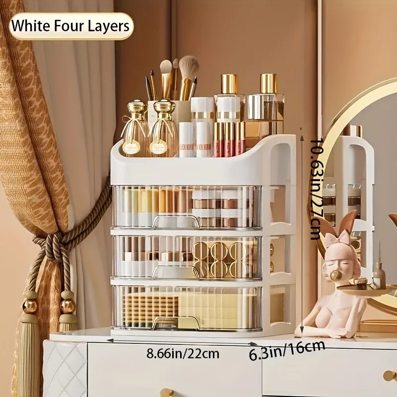 Cosmetic Storage Box Large Capacity Transparent Drawer Jewelry Makeup Storage Box Multi-layer Multi-functional Desktop Organizer 5