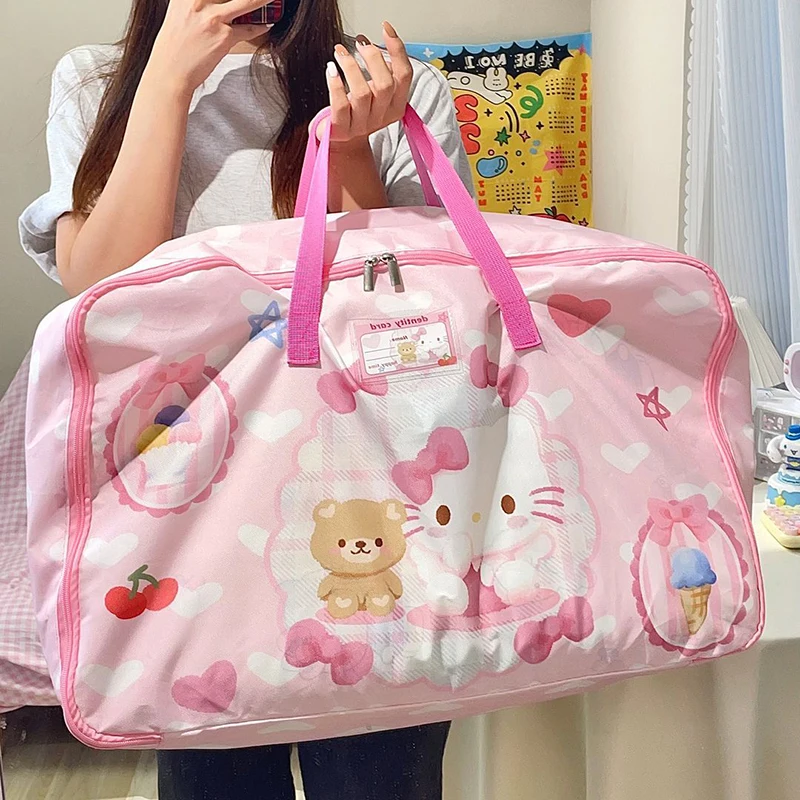 

Sanrio Kawaii Anime Hello Kitty Large Capacity Storage Bag Cute Sweet Kuromi Pochacco Cartoon Move Packaging Bag Quilt Storage