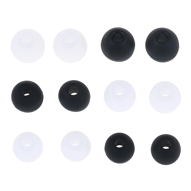 6 Pairs/2*(S+M+L) Universal In-ear Earphone Headphoe Earbuds Silicone Rubber Black/White