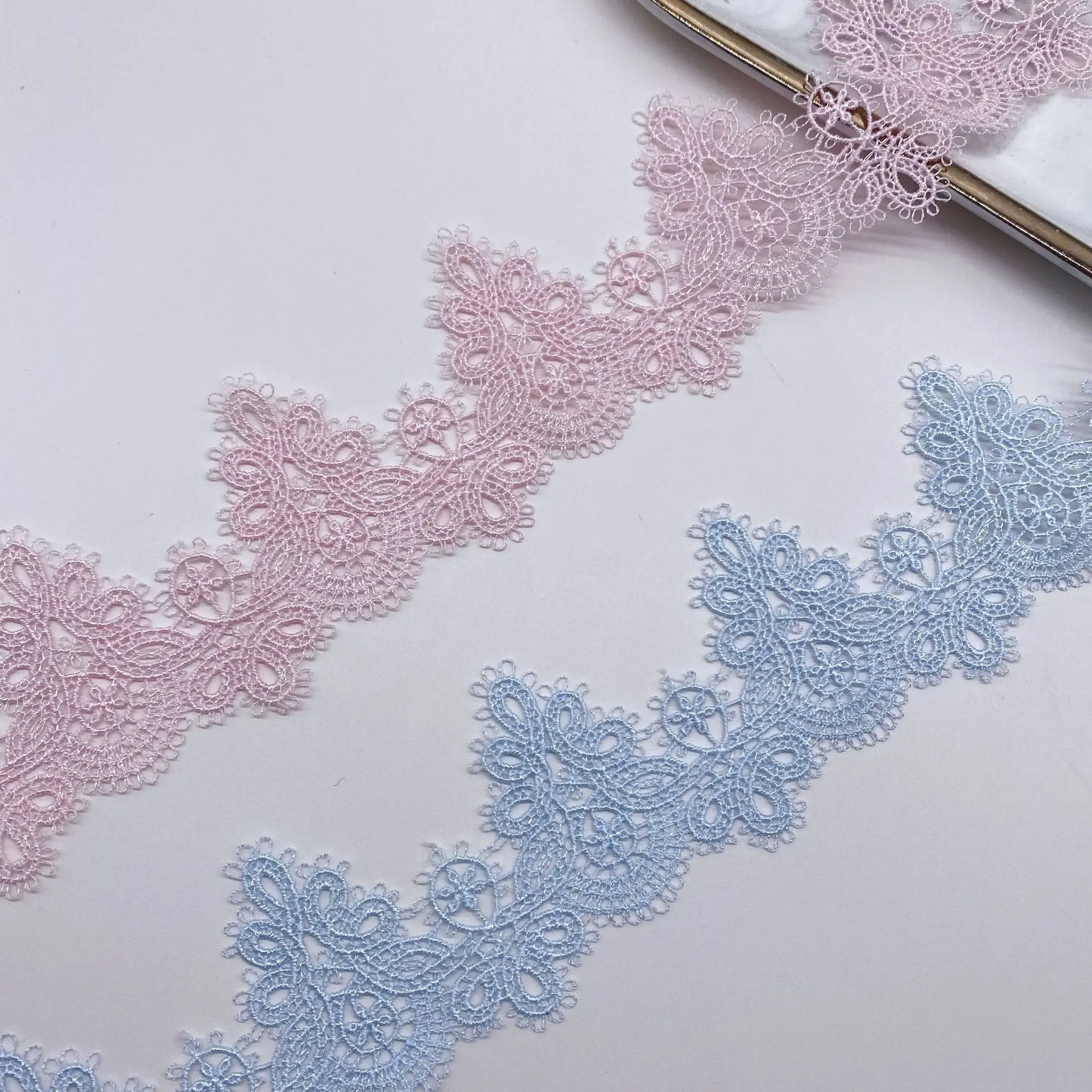 1Yard Beige Sky Blue Red Lace Fabric 6cm Guipure Green Embroidery Ribbon Collar Gold Trim Sewing Applique Pink Dress LP46