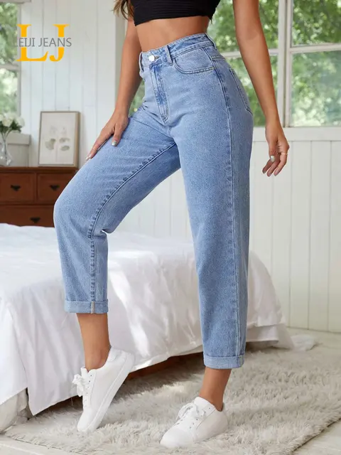 Light Blue Plus Size Harem Jeans: High Waist