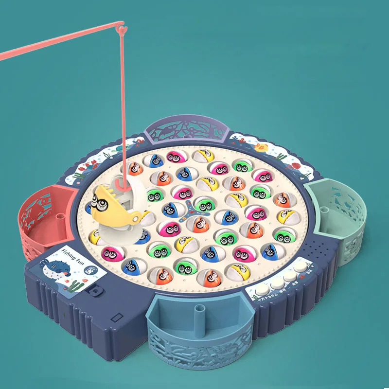 Fishing Toys For Children Boys Girls Magnetic Fish Game Electric Musical Rotating Board Play Outdoor Sports Educational Toys Kid 5