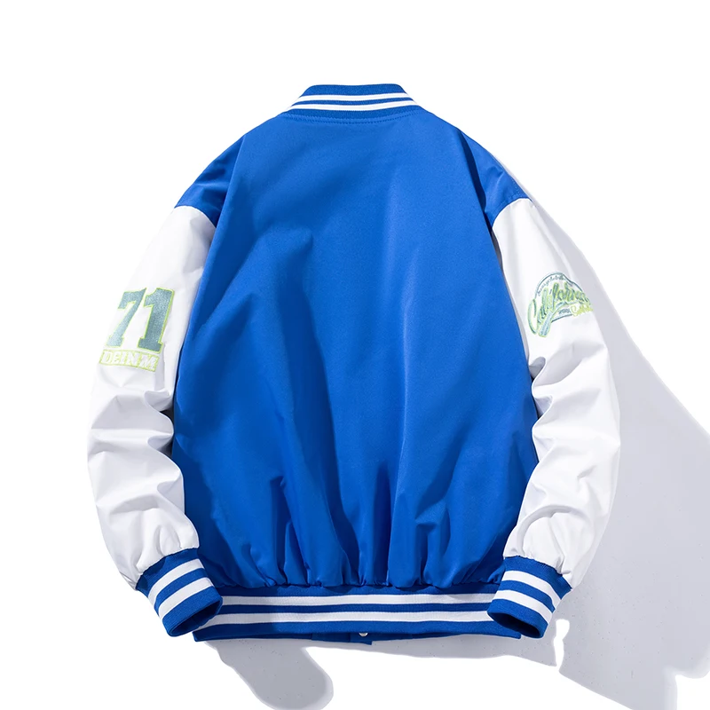 Embroidery Varsity Jacket Men Women Letter Vintage Jacket Fashion Baseball Coat Male Spring Autumn Windbreaker Korean Blue Green