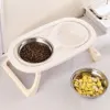 1PC Foldable Stainless Steel Pet Bowl Cat Food Bowl Cat Bowl Dog Food Bowl Neck Protection High Foot Double Bowl 3