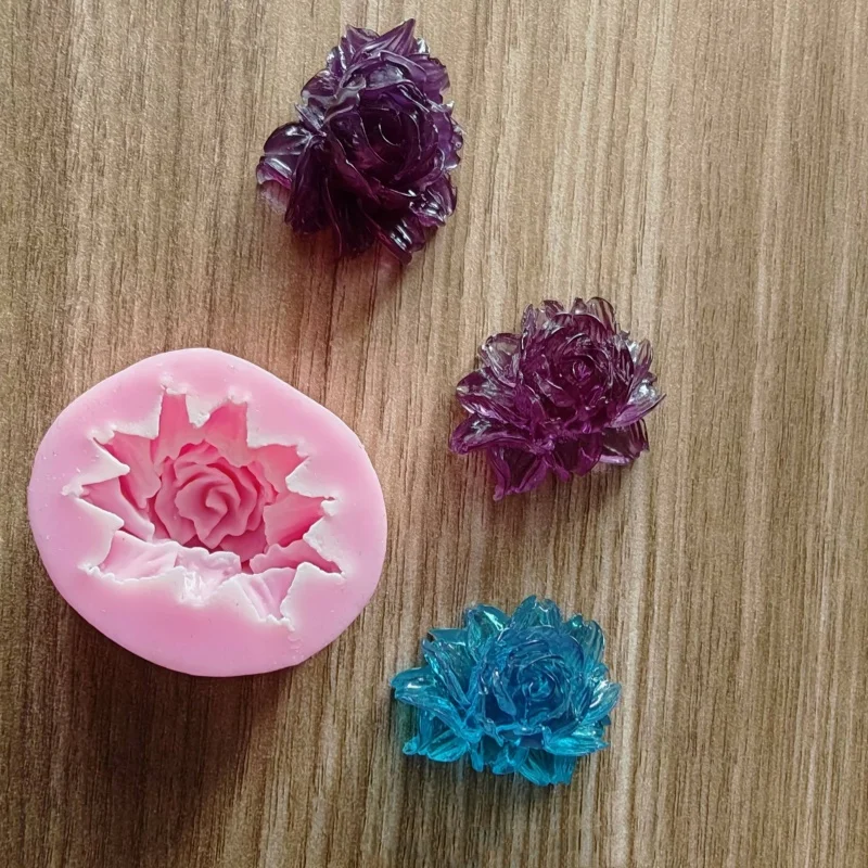 Stampo in silicone per fondente a forma di fiore di rosa 3D Stampo per cottura di torte Biscotti Forma di gelatina Sapone al cioccolato Stampo per zucchero Sapone fatto a mano  15