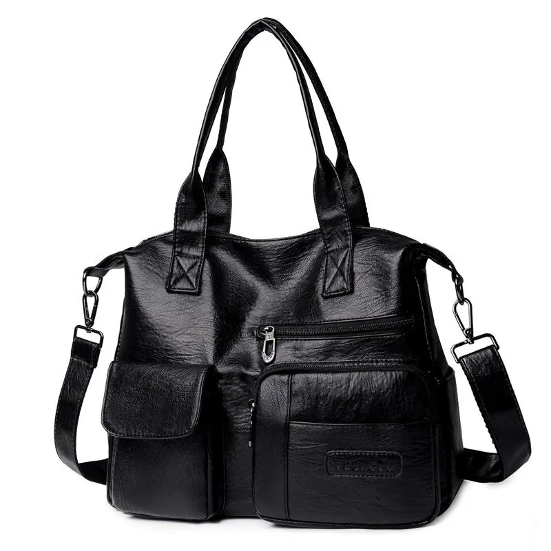 1 piece of vintage women's single shoulder handbag - detachable and adjustable shoulder strap, zipper closure, multiple pockets,