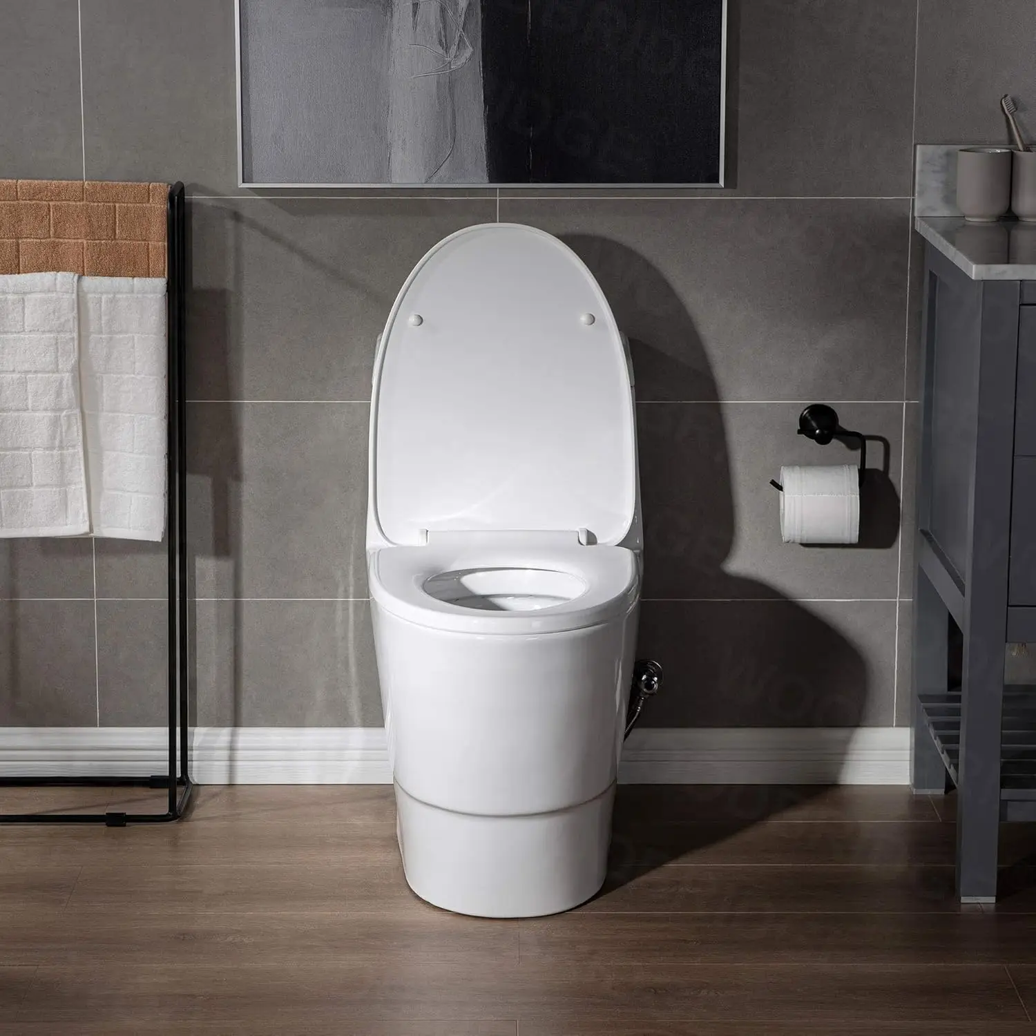 One Piece Toilet with Soft Closing Seat Chair Height 1.28 GPF Dual Water Sensed 1000 Gram MaP Flushing Score Toilet 5