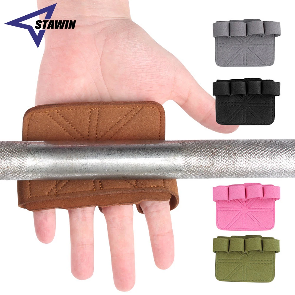1 Pair leather weight-lifting training gloves palm protection fitness sports gymnastics grips pull-ups workout