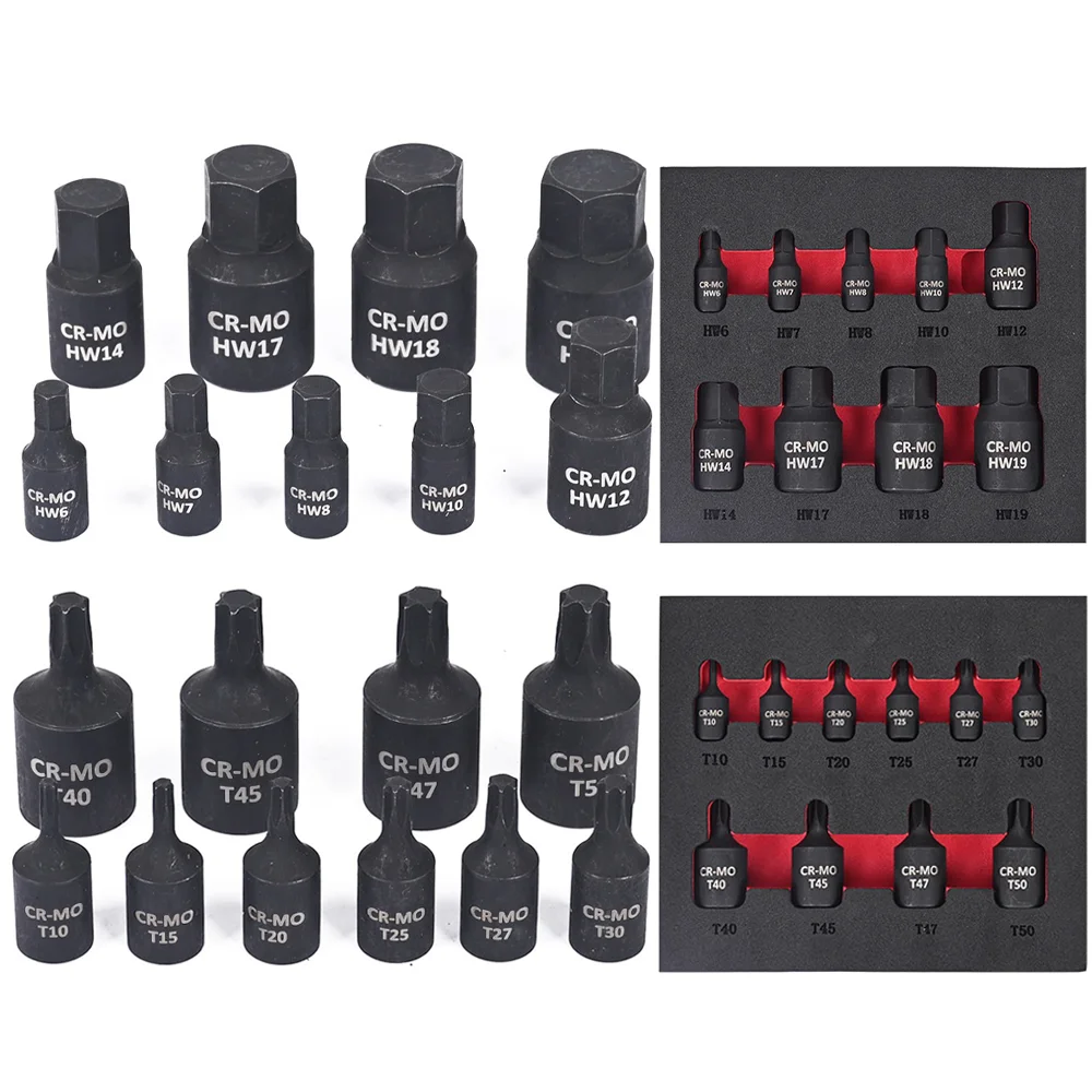 One Set Drive Sockets Box Wrench Connection Adapter Hex Bit CR-MO for Ratchet Metric Hexagon Applicable to 1/4 3/8 1/2 Inch Deep One Set Drive Sockets Box Wrench Connection Adapter Hex Bit CR-MO for Ratchet Metric Hexagon Applicable to 1/4 3/8 1/2 Inch Deep