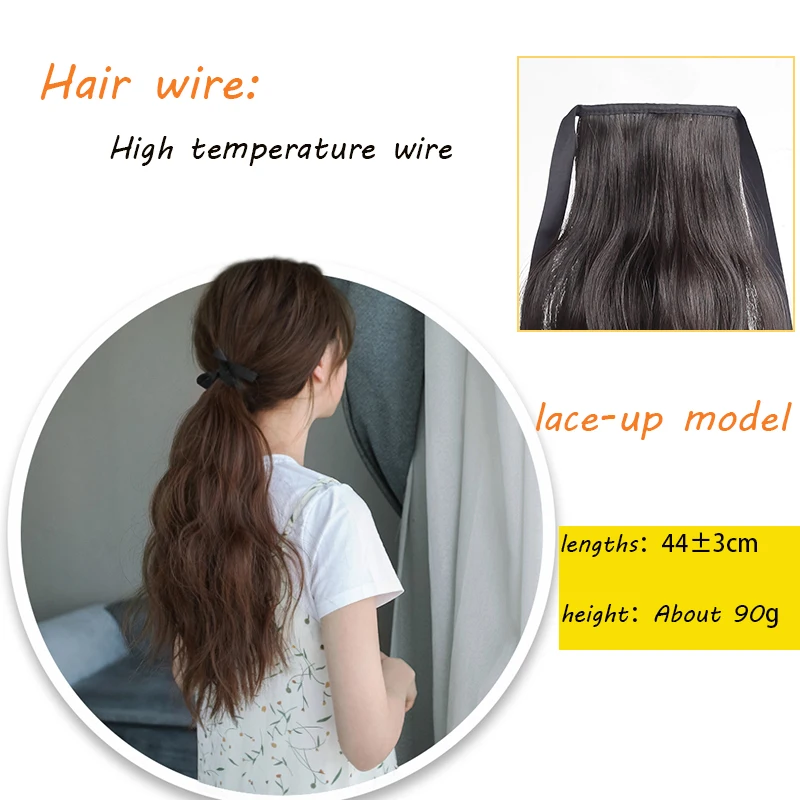 Synthetic low water ripple short ponytail wig female braided natural curly hair simulation hair short bandage style