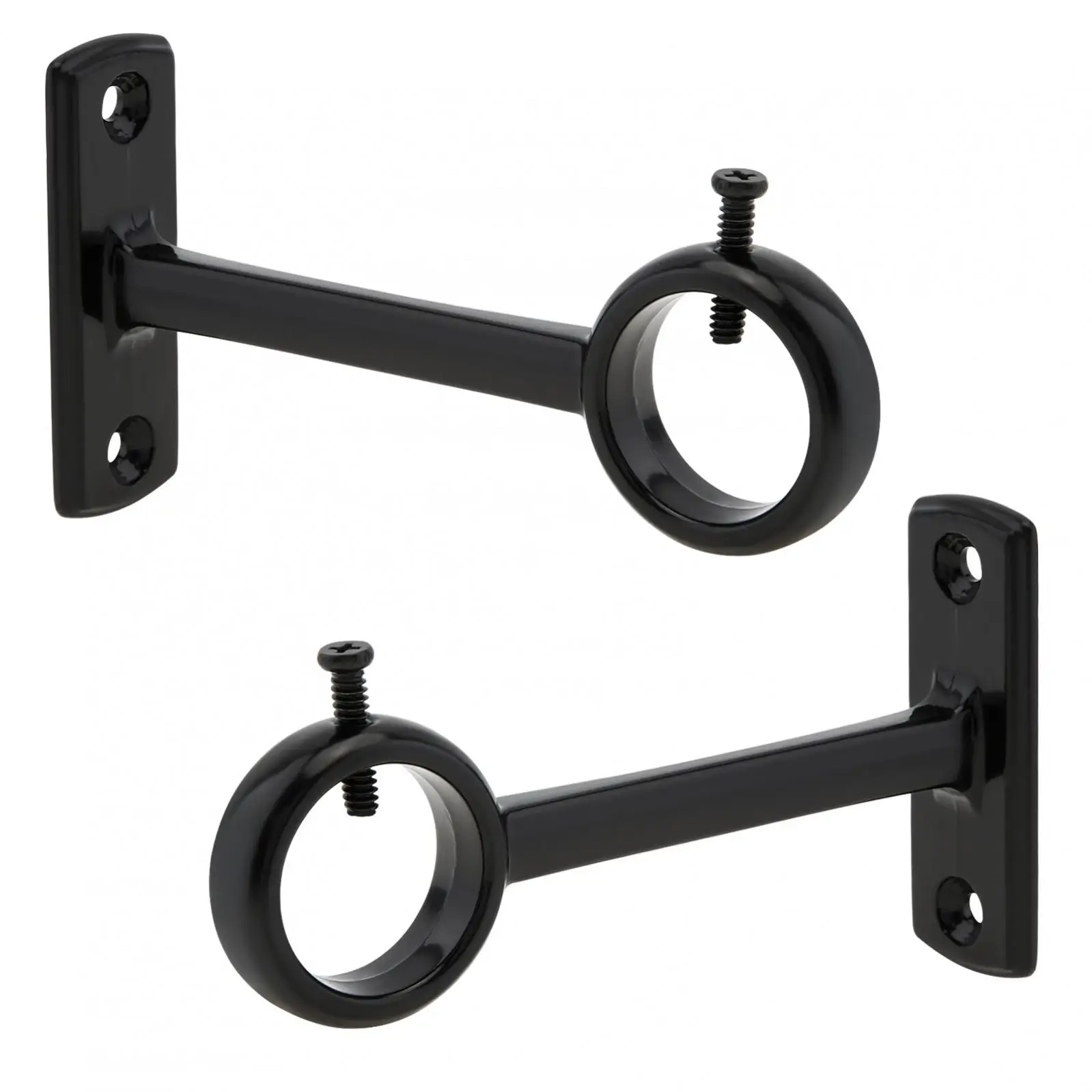 2pcs Single Hole Aluminum Alloy Ceiling Mount Curtain Rod Bracket for 1 Inch Drape Pole with Adjustable Screw Rod Brackets Tools