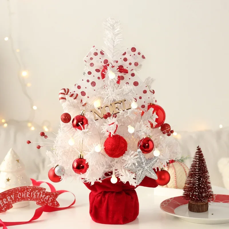 

Red White Rotating Octave Music Box Led Desktop Mini Christmas Tree Decoration Home Christmas Decoration Festive Party Supplies