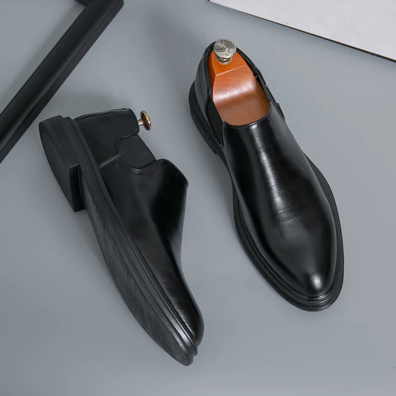 Fashion leather men casual shoes slip on flats handmade loafers classic mens formal dress business shoes moccasins
