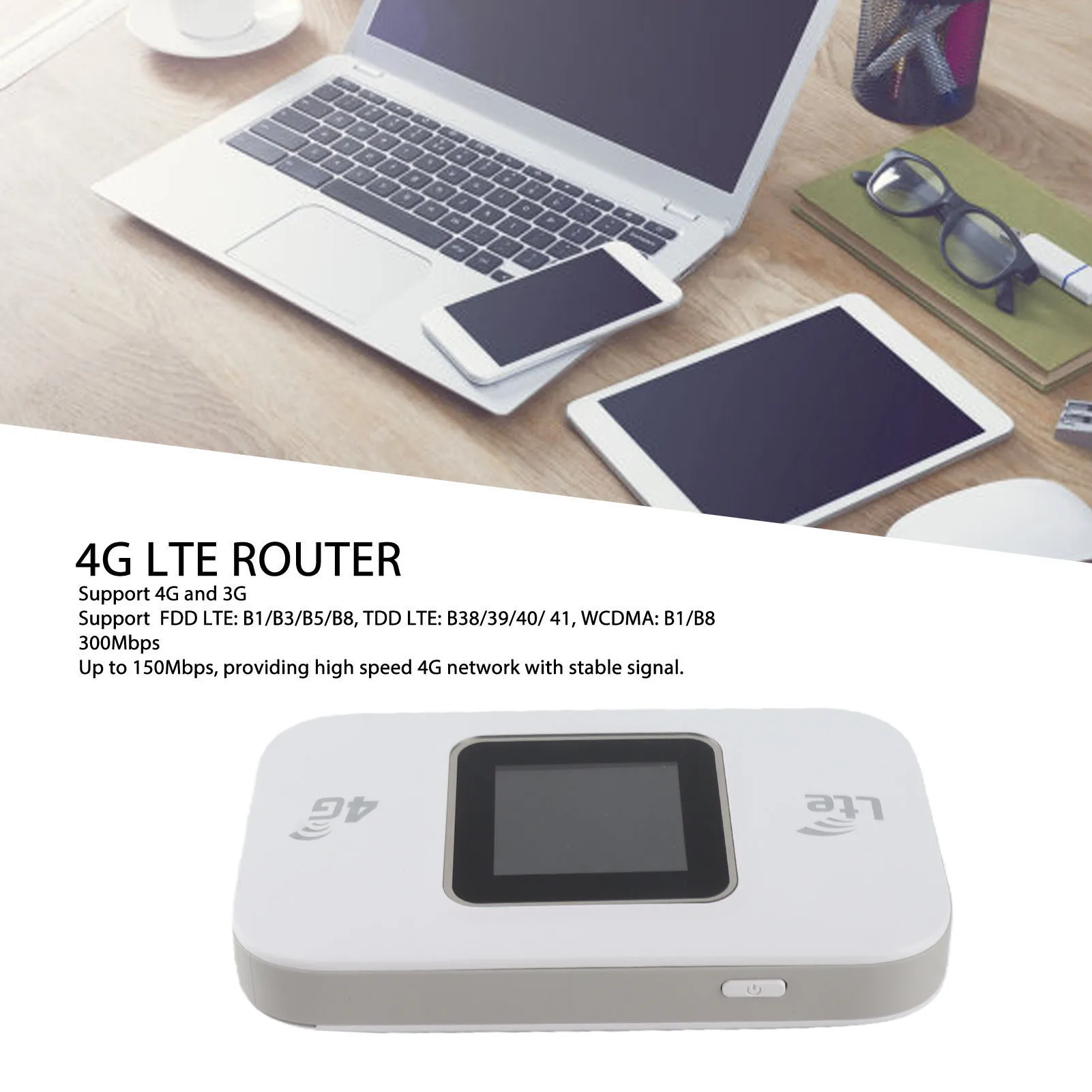 4G LTE WiFi Modem Hotspot Professional 300Mbps High Speed Color Screen 4G Mobile WiFi Router for Mobile Phone Laptop Tablet - 5