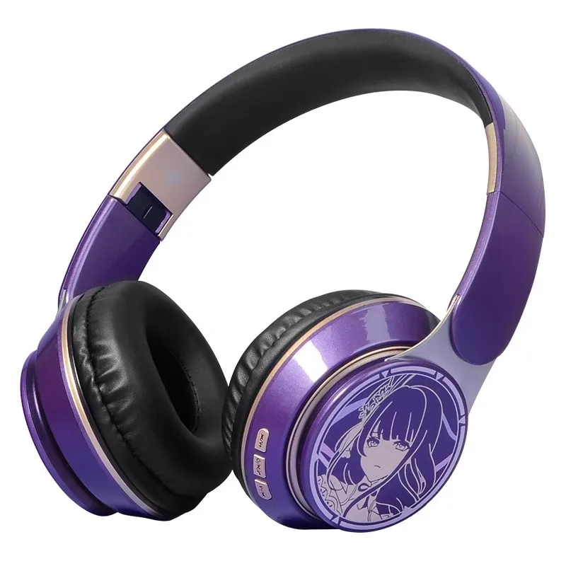 

Модная Беспроводная Bluetooth-гарнитура Game Genshin Impact Raiden Shogun Beelzebul, удобные стерео складные наушники, подарки для косплея