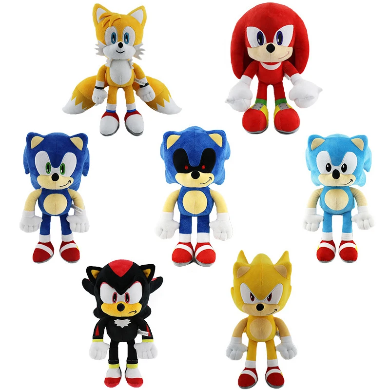 

30cm Sonic Action Figures Standing Miles Prower Knuckles the Echidna Animal Stuffed Plush Cartoon Kawaii Toy Kid Christmas Gift