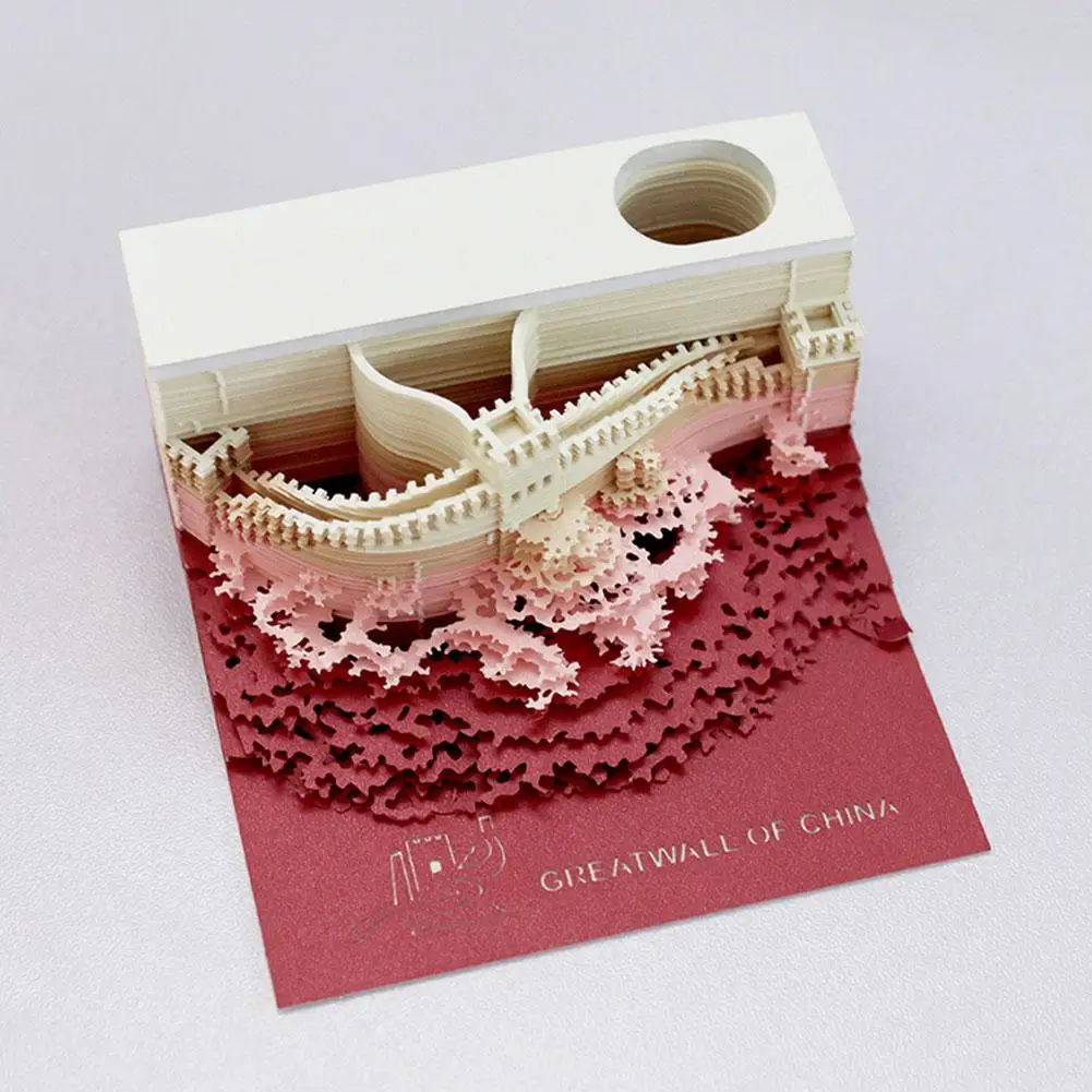 

1pcs Great Wall 3d Paper Carving Dioramma Note Table Wall 3d Carving Paper Great Three-dimensional Box Gift Box Model Acryl U1g8