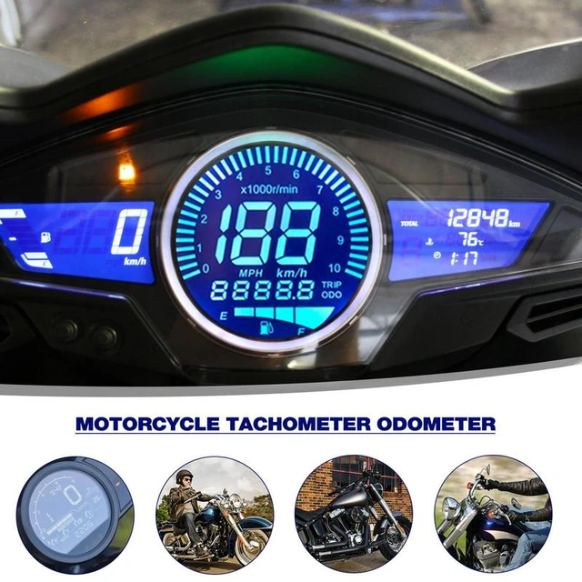 Compteur de Vitesse de Moto, Odomètre Tachymètre 66mm Universel Digital LED  Compte-tours Compteur Kilométrique Indicateur