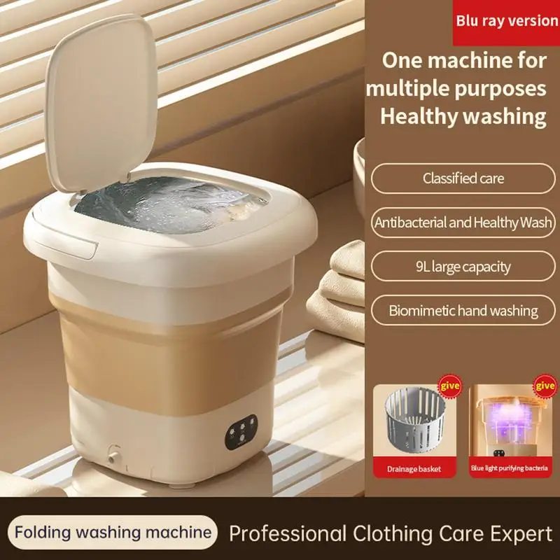 Mini Washing Machine 9L Mini Clothes Washing Machine Portable Personal Clothes Washer With Dehydration Function Ultrasonic