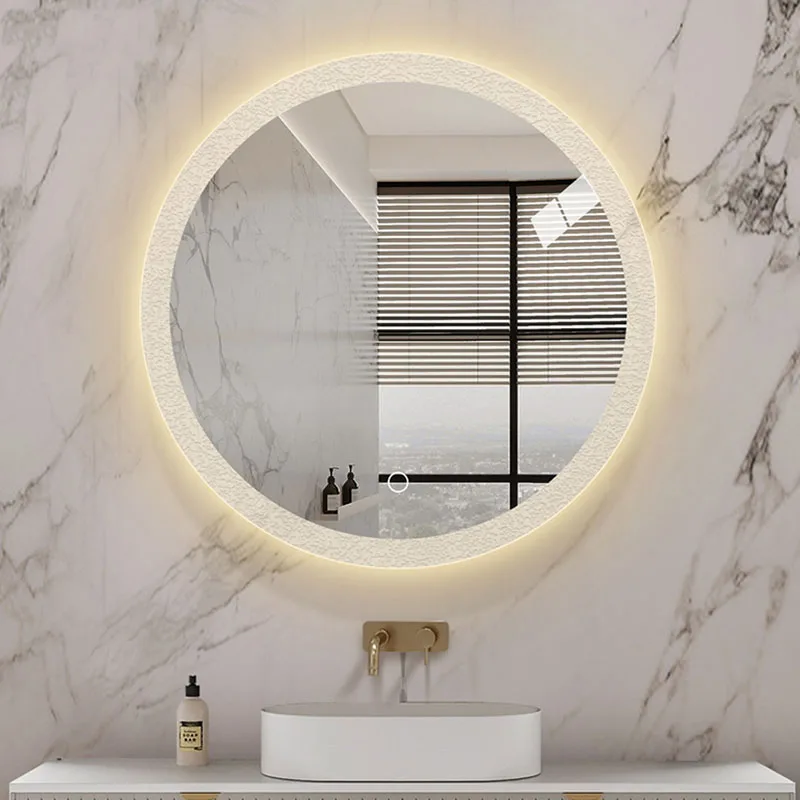 

Girls Round Mirror Modern Design Led Light Wall Asthetic Mirror White Bedroom Decoracion Para El Hogar Decoration Accessories
