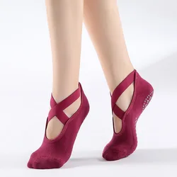 Non - Slip Grip & Strap Yoga Socks for Women - Ideal for Pilates, Barre, Ballet, and Barefoot Workouts (Red)