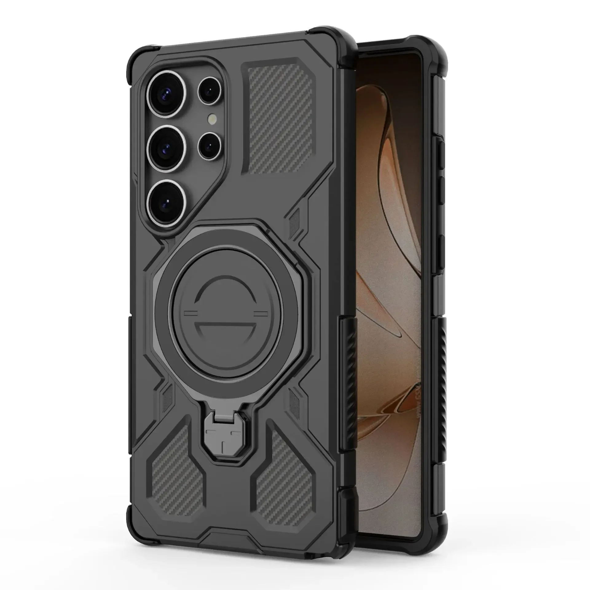Invisible Stand Phone Case with 360° Rotatable Magnetic Ring Holder - Shockproof PC+TPU Cover