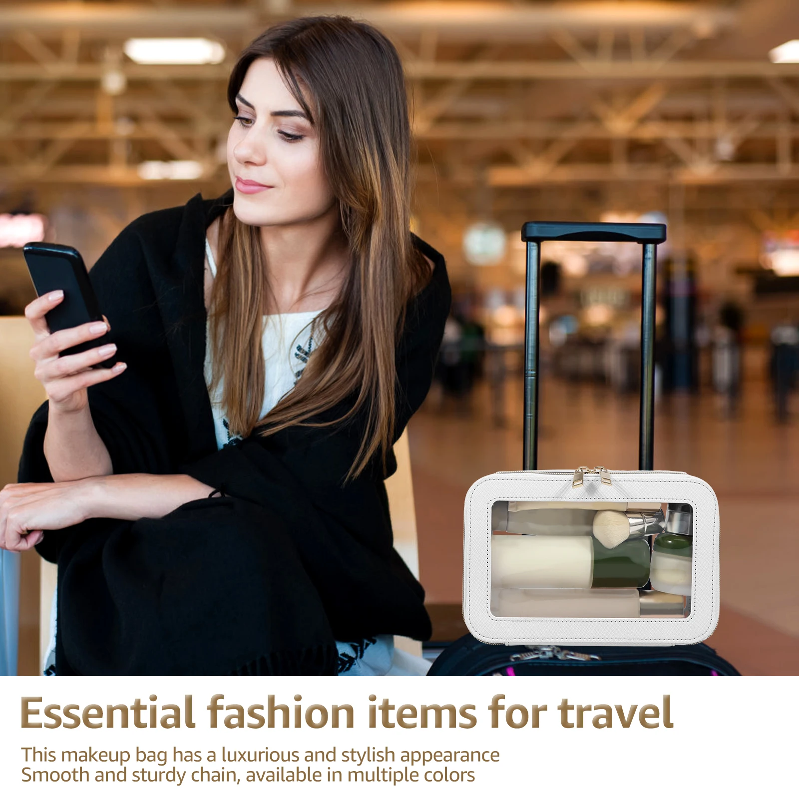 1Pc Clear Makeup Bags Large Capacity Cosmetic Storage Bags Waterproof Toiletry Travel Bag Stylish Makeup Pouch for Men and Women