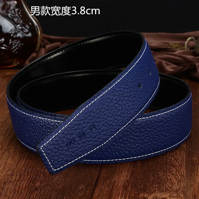 New Luxury Brand Belts Men Women High Quality Male Strap Genuine Waistband Men\'s No Buckle Belt 3.0cm 3.8cm Litchi Grain H Belt