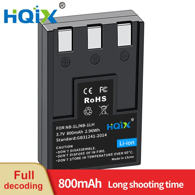 Hqix Per Canon Powershot 100 S230 S300 200A S330 S400 S410 S500 Ixus 300A 500 Fotocamera Nb-1L 1Lh Batteria Del Caricatore