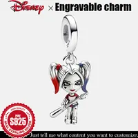 Disney 925 Silver Charm baseball bat Girl friend Customized Charm for Bracelet Female Fine Jewelry Accessories personality Gift
