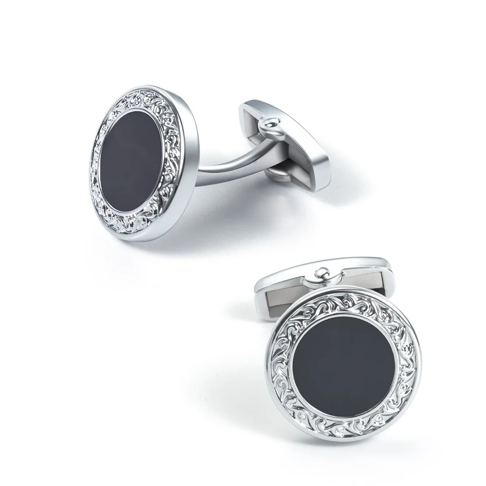 New High-end Men's French Shirt Cufflinks Fashionable And Versatile Round Enamel Cufflinks_voghion.com