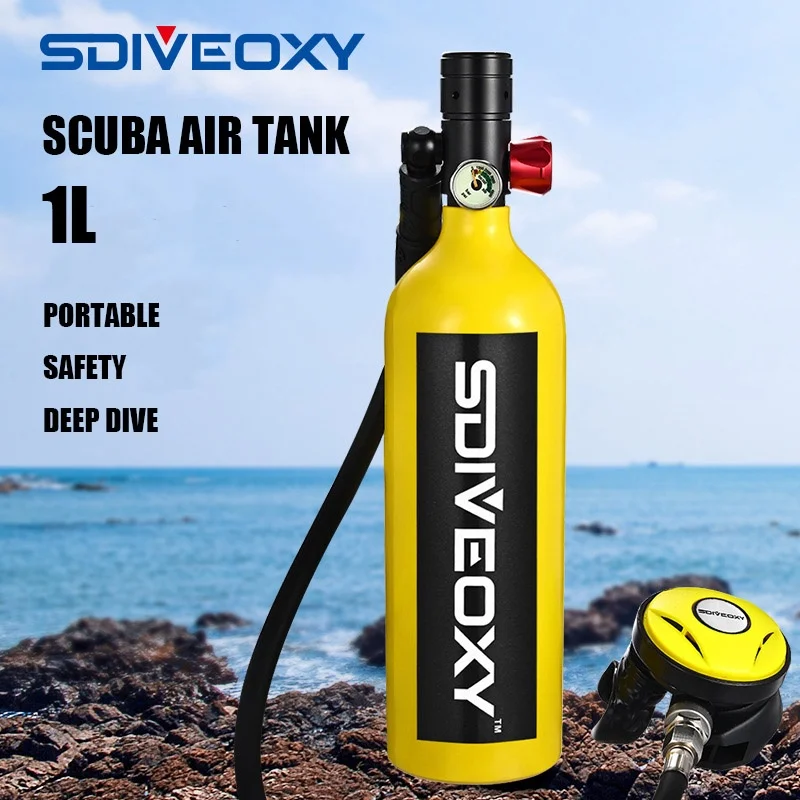 

Scuba Diving Gear for Diver, Oxygen Cylinder, 15-20 Min Underwater Breathing Device, 1L