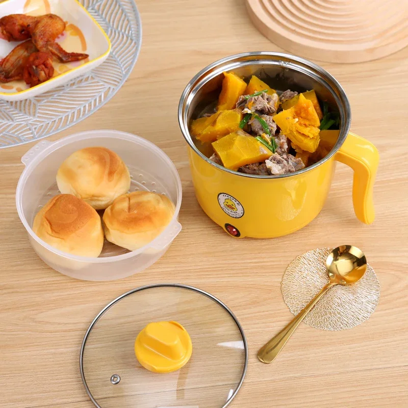 1.8L 220V mini multifunctional student dormitory electric hot pot electric cooking noodles home small pot Stainless steel liner 3