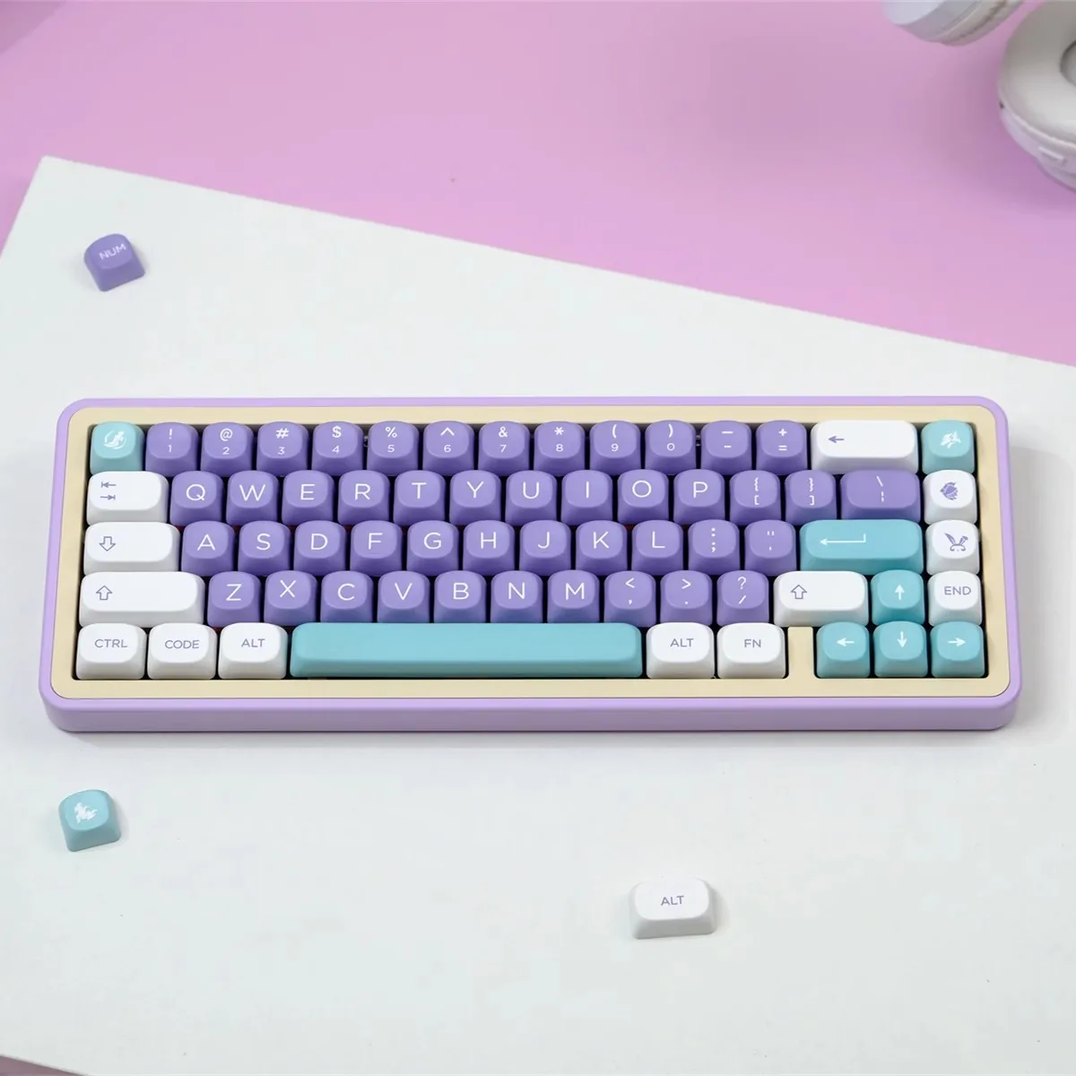 Multicolor Pbt Keycaps Grupo Mulan Keycaps Sublimação de Tintura Perfil Moa Keycap Roxo para Keychron q2 k2 Anne Gh60 Gk64 Poker 980 126 Chaves - Imagem 2
