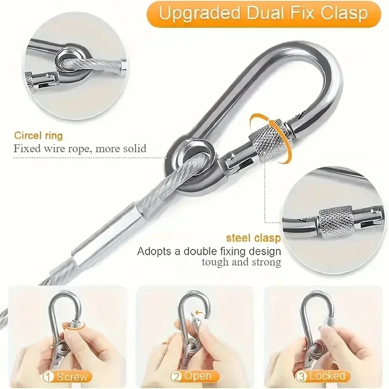 15m(590in) Stainless Steel Clothesline, Portable Windproof Indoor/Outdoor Clothes Drying Camping Supplies Clothes Line 5