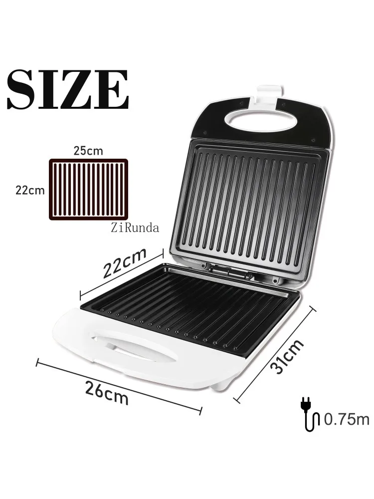 Large electric sonifer sandwich maker, 1400W, kitchen appliances, breakfast waffle machine, anti-ad foam pan 6