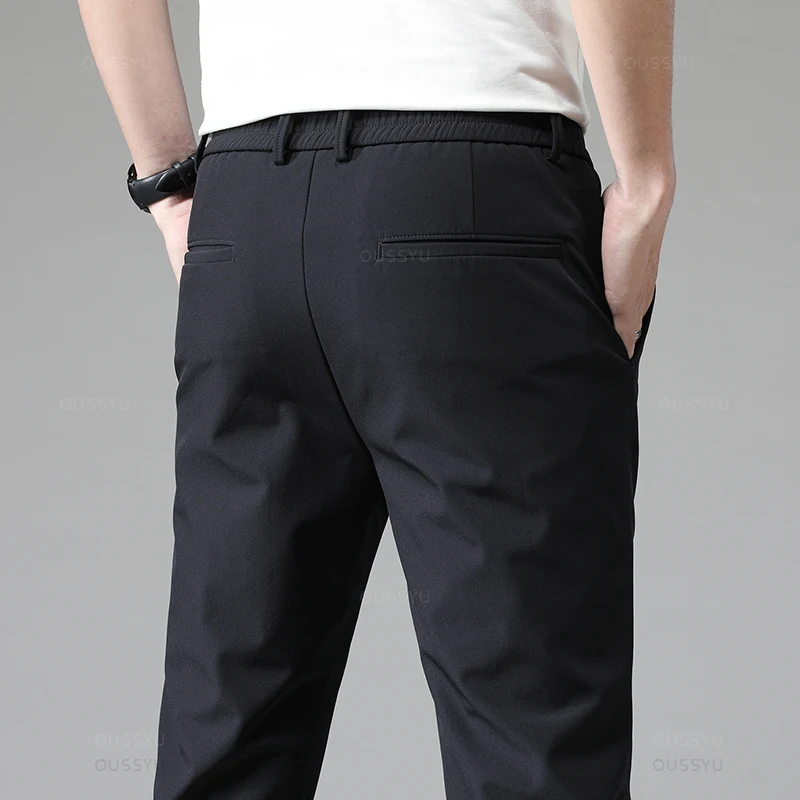Mingyu Brand Spring Summer Stretch Pants Men Thin Elastic Waist Business Straight Classic Solid Color Black Casual Trouser Male 5