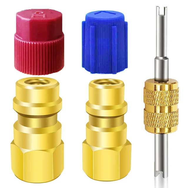 Kit D'adaptateur R134A Extracteur De Valve à Double Tête En Laiton Pour Installation De Climatisation De Voiture 94911067