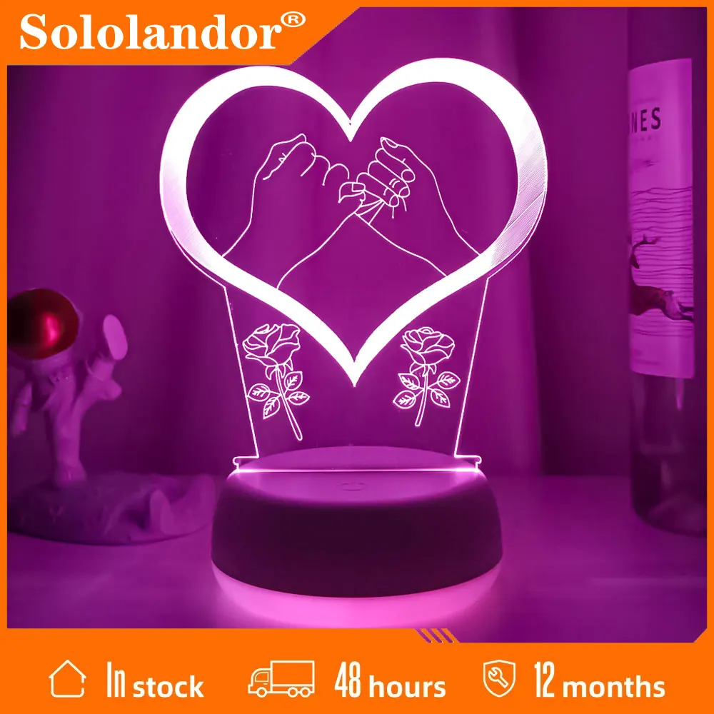 LED Desk Lamp Romantic Love 3D Acrylic Led Lamp Home Children's Night Light  Table Lamp Bedside Lamp Birthday Party Decoration - AliExpress