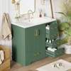 36 Inch Traditional Bathroom Vanity with Resin Sink Combo Set, Blue Bathroom Cabinet with Two Doors and Four Drawers 4